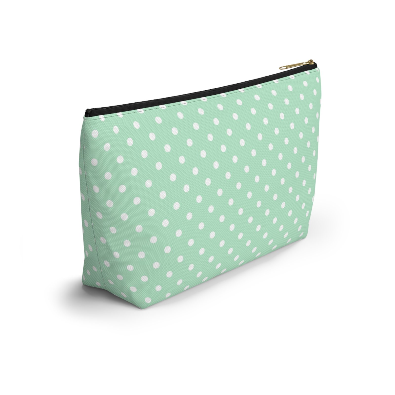 Mint Polka Dot Accessory Pouch | T-Bottom Makeup Bag - Image 4