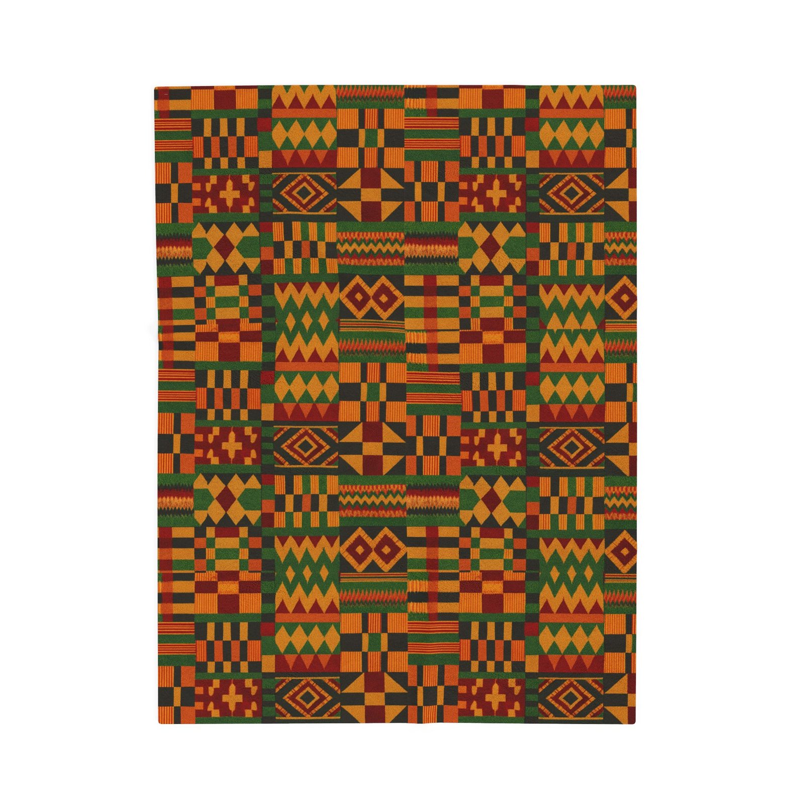Kente Pattern Velveteen Plush Blanket | African Inspired Geometric Throw - Image 9
