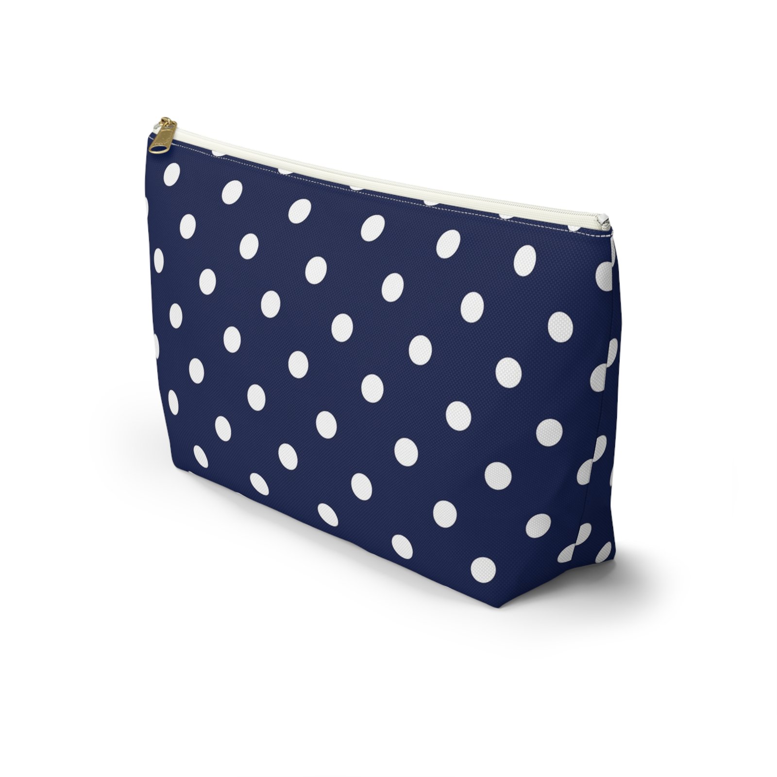 Navy White Polka Dot Accessory Pouch | Makeup Bag - Image 9