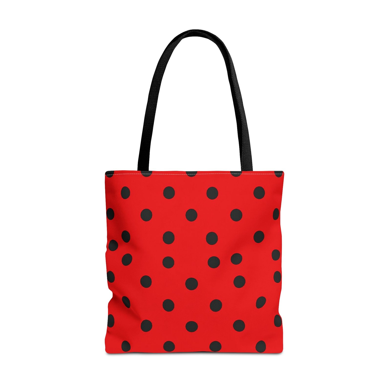 Black Polka Dot on Red Tote Bag - Image 13