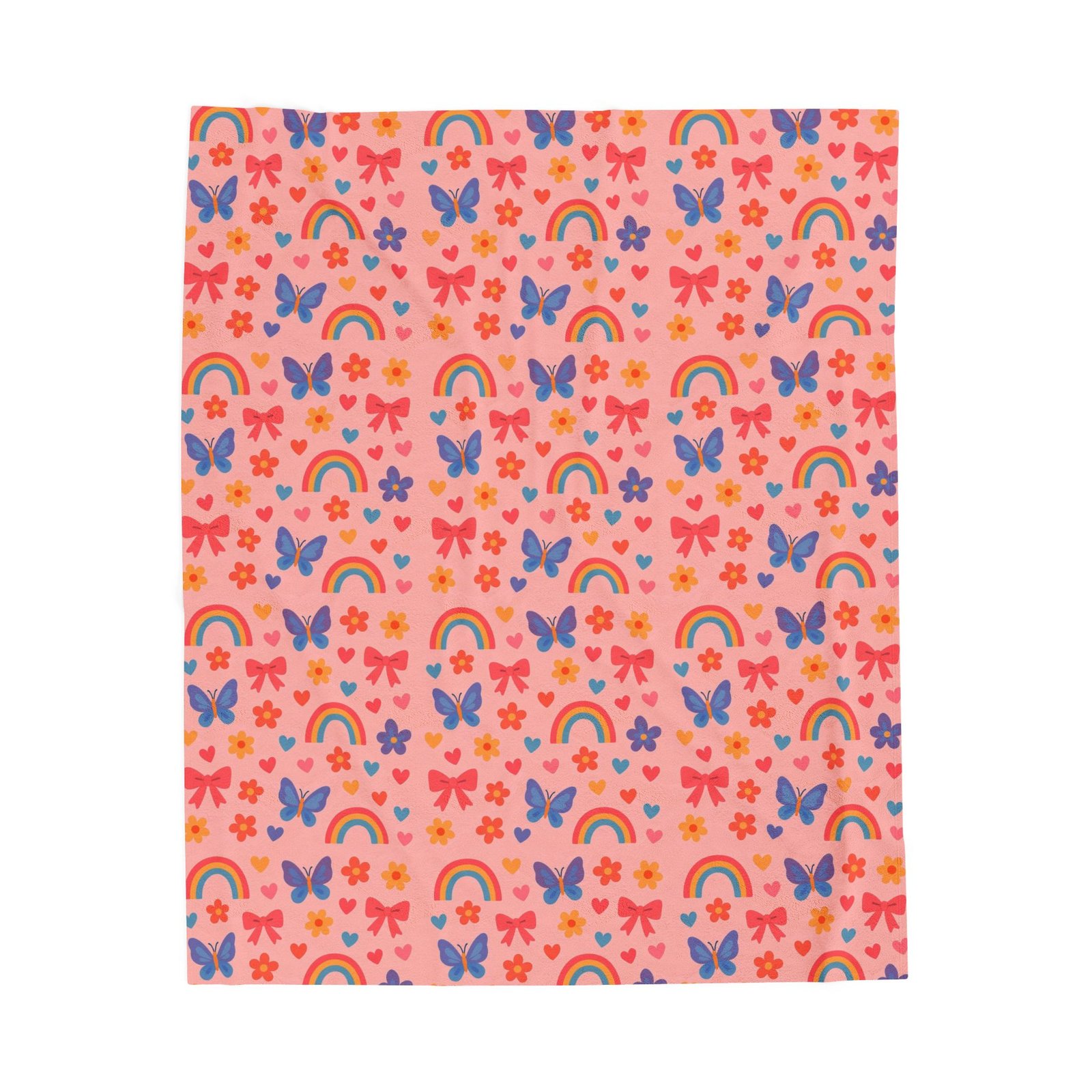 Rainbow and Butterfly Pattern Blanket | Pink Floral Rainbows, Cute Kids Throw