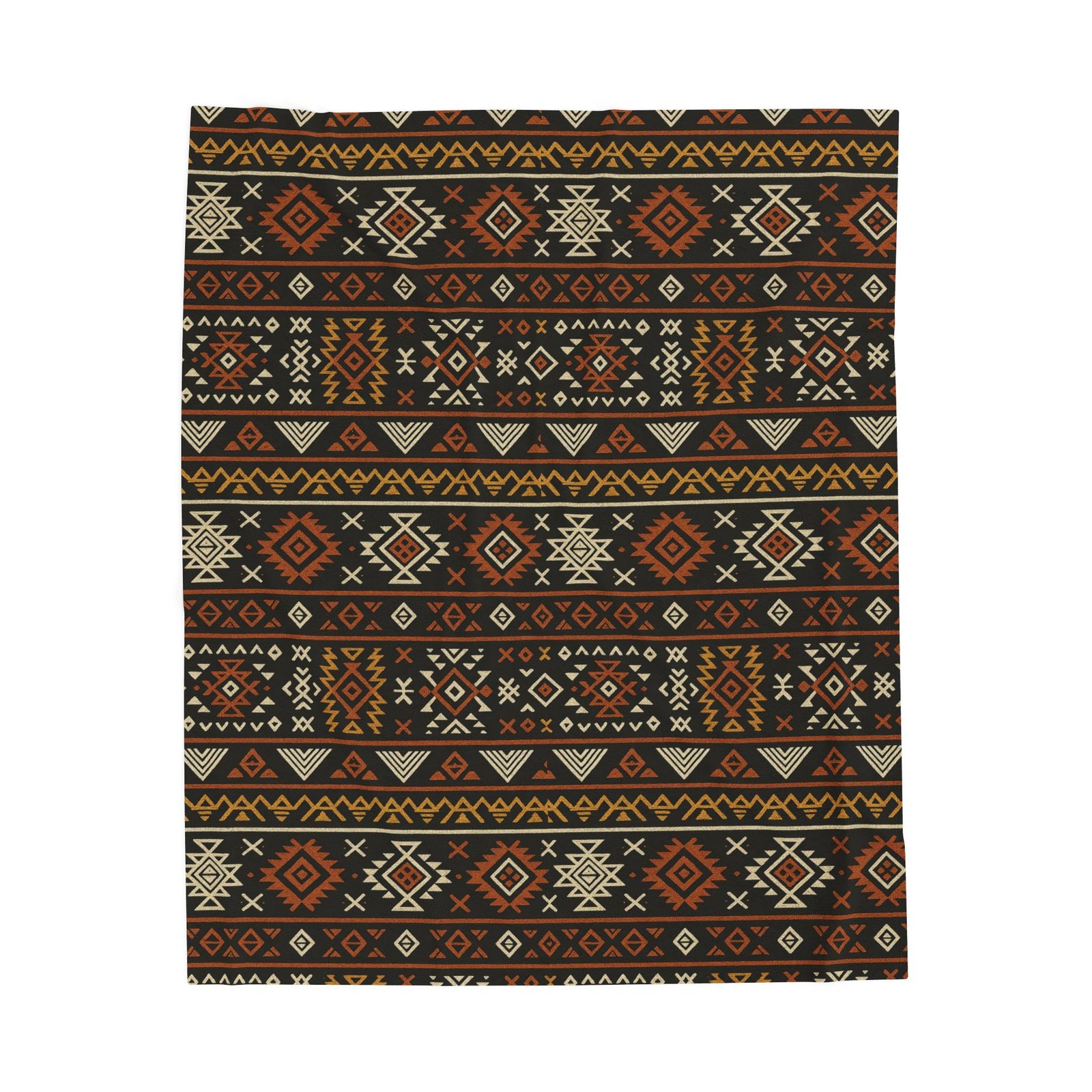 Southwestern Aztec Pattern Velveteen Plush Blanket | Rustic Tribal Stripes