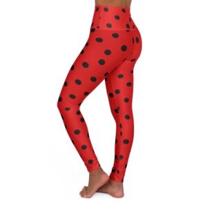 Red Black Polka Dot High Waist Leggings | Yoga Leggings