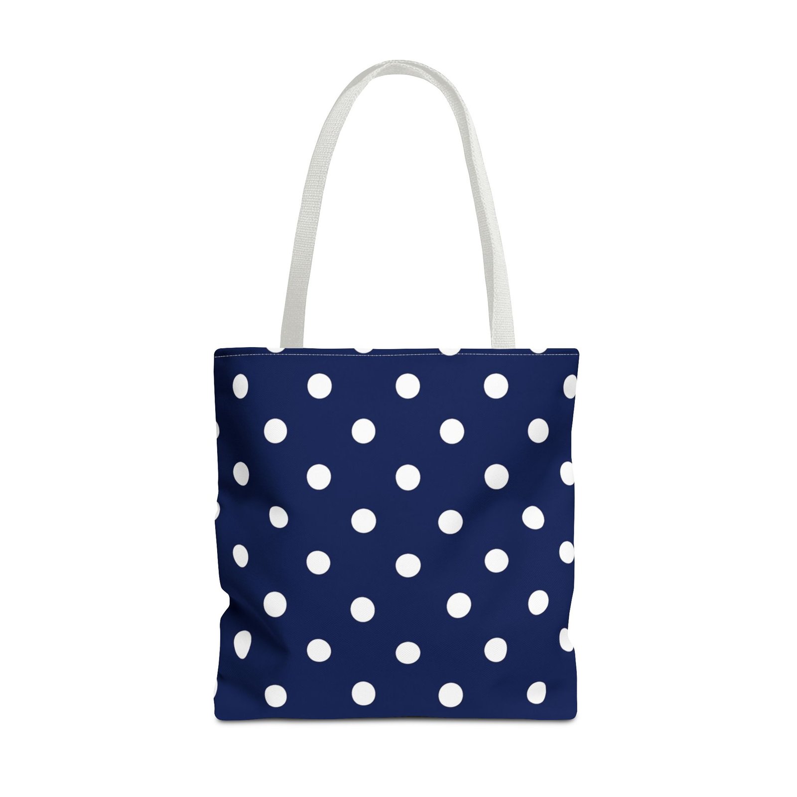 Navy Polka Dot Tote Bag | White Dots All Over Pattern - Image 18