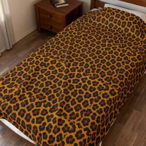Leopard Print Velveteen Plush Blanket | Animal Print Cozy Throw