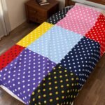 Polka Dot Patchwork Velveteen Plush Blanket | Colorful Dots Throw