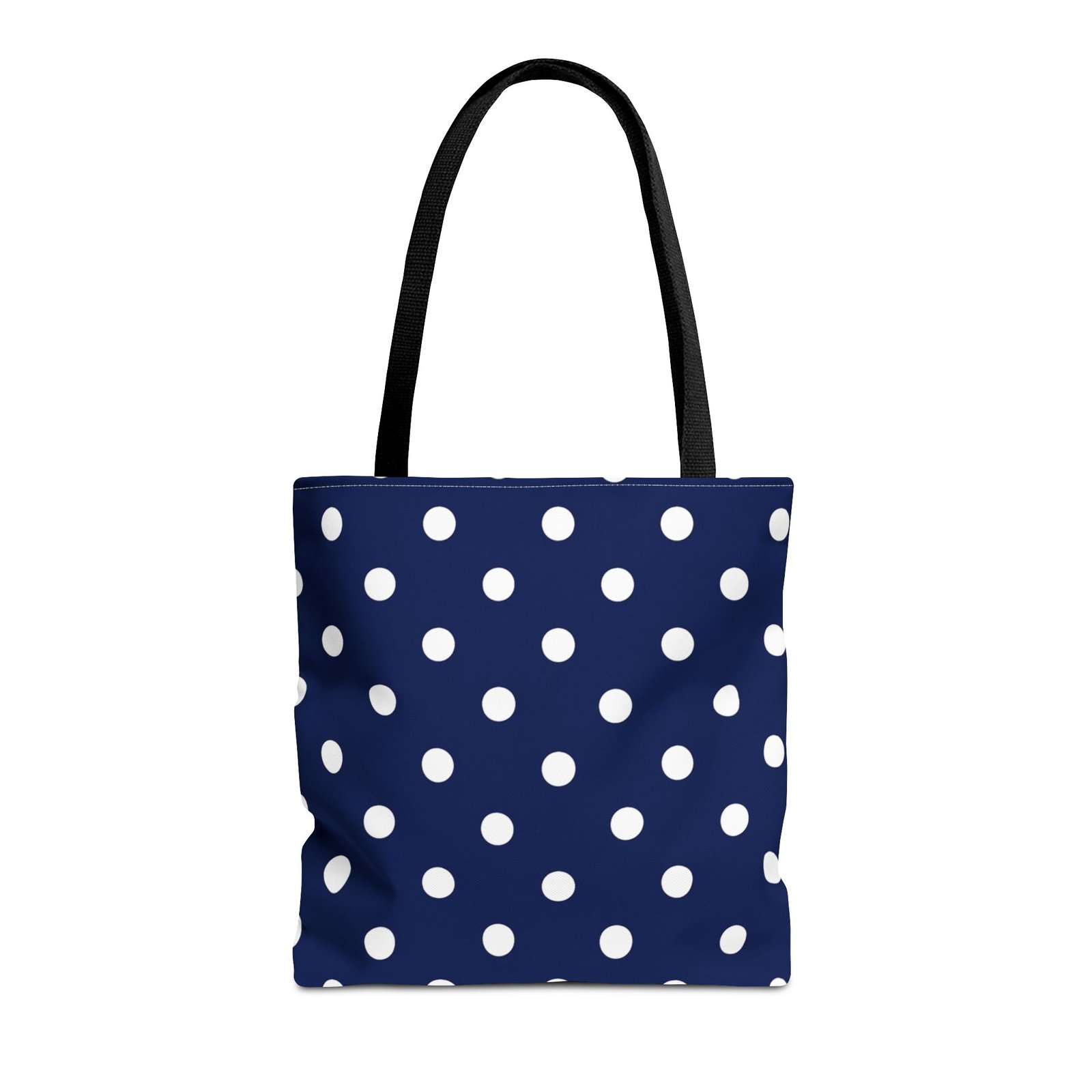 Navy Polka Dot Tote Bag | White Dots All Over Pattern - Image 2