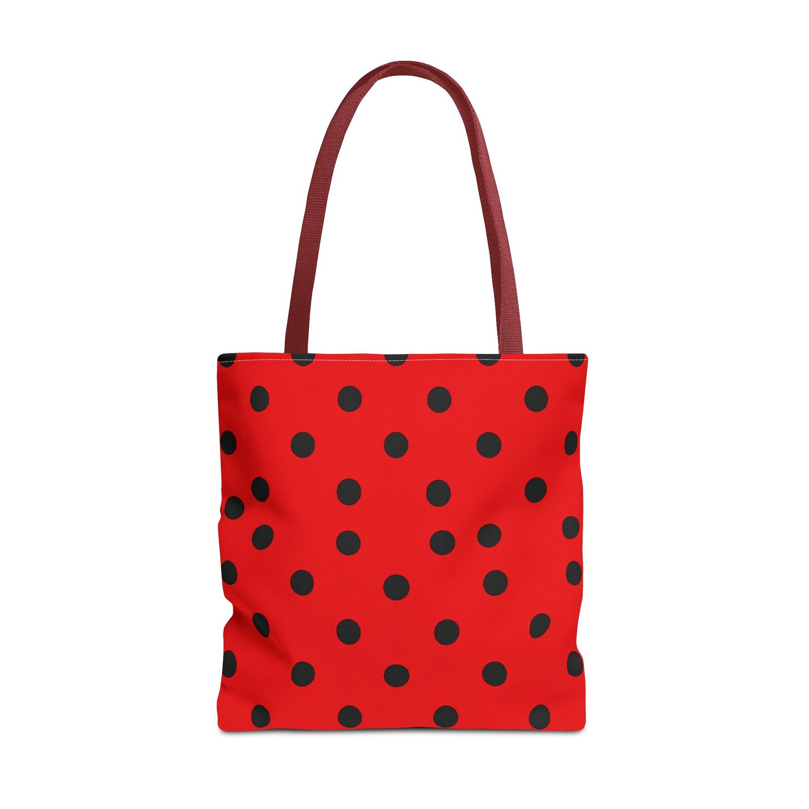 Black Polka Dot on Red Tote Bag - Image 15