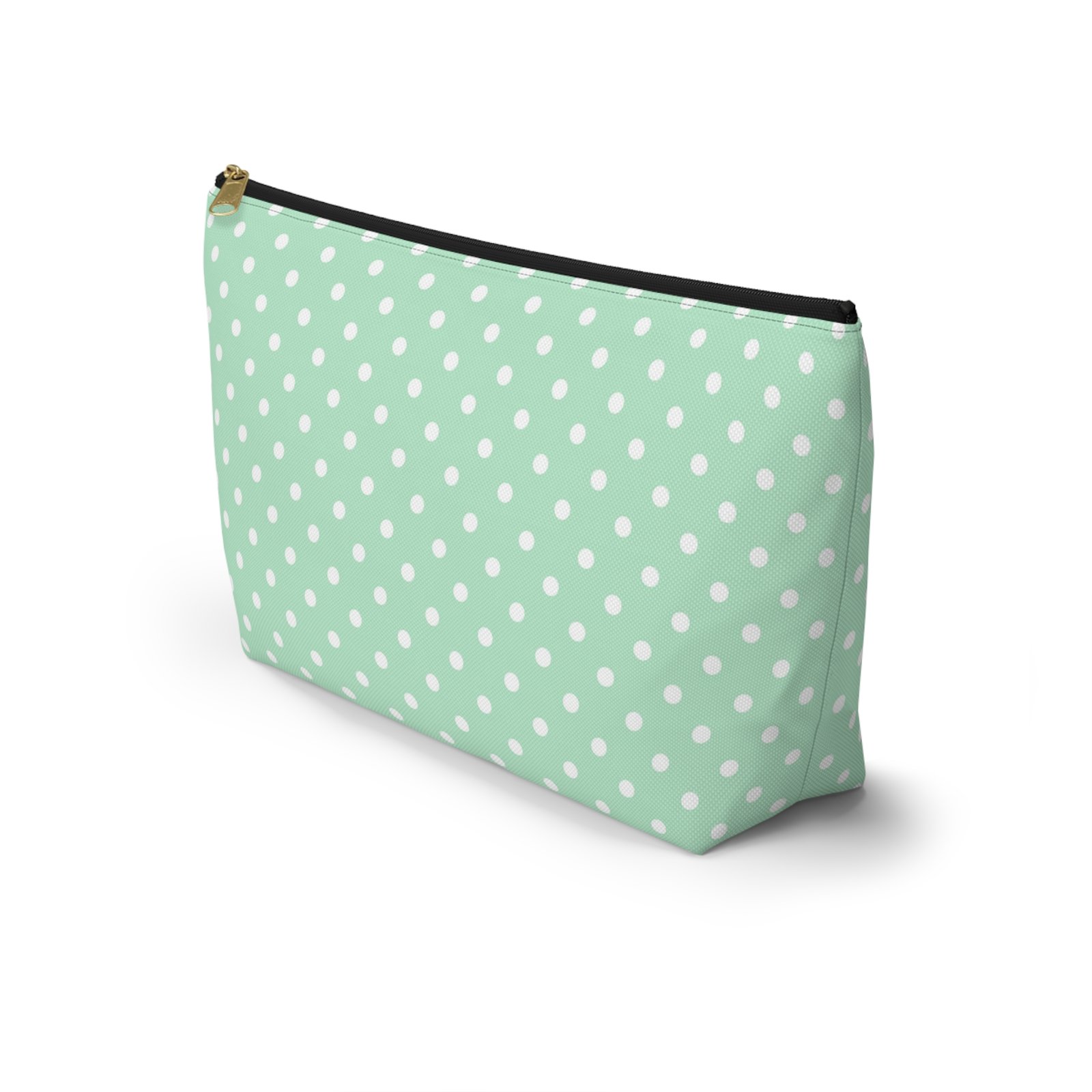 Mint Polka Dot Accessory Pouch | T-Bottom Makeup Bag - Image 3
