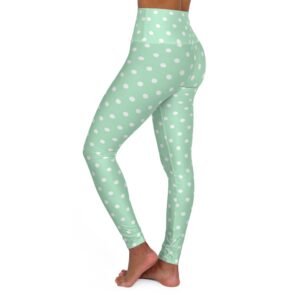 Mint Polka Dot Leggings High Waisted Yoga Leggings | Pastel Green White Dots