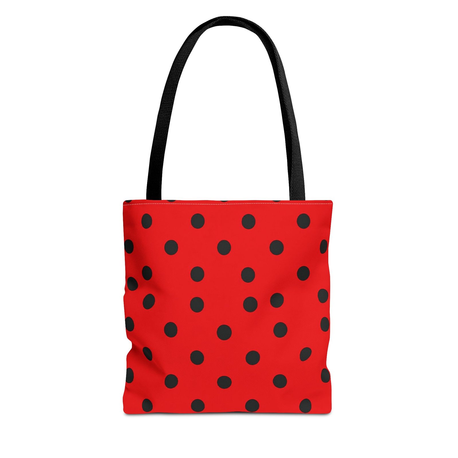 Black Polka Dot on Red Tote Bag - Image 7