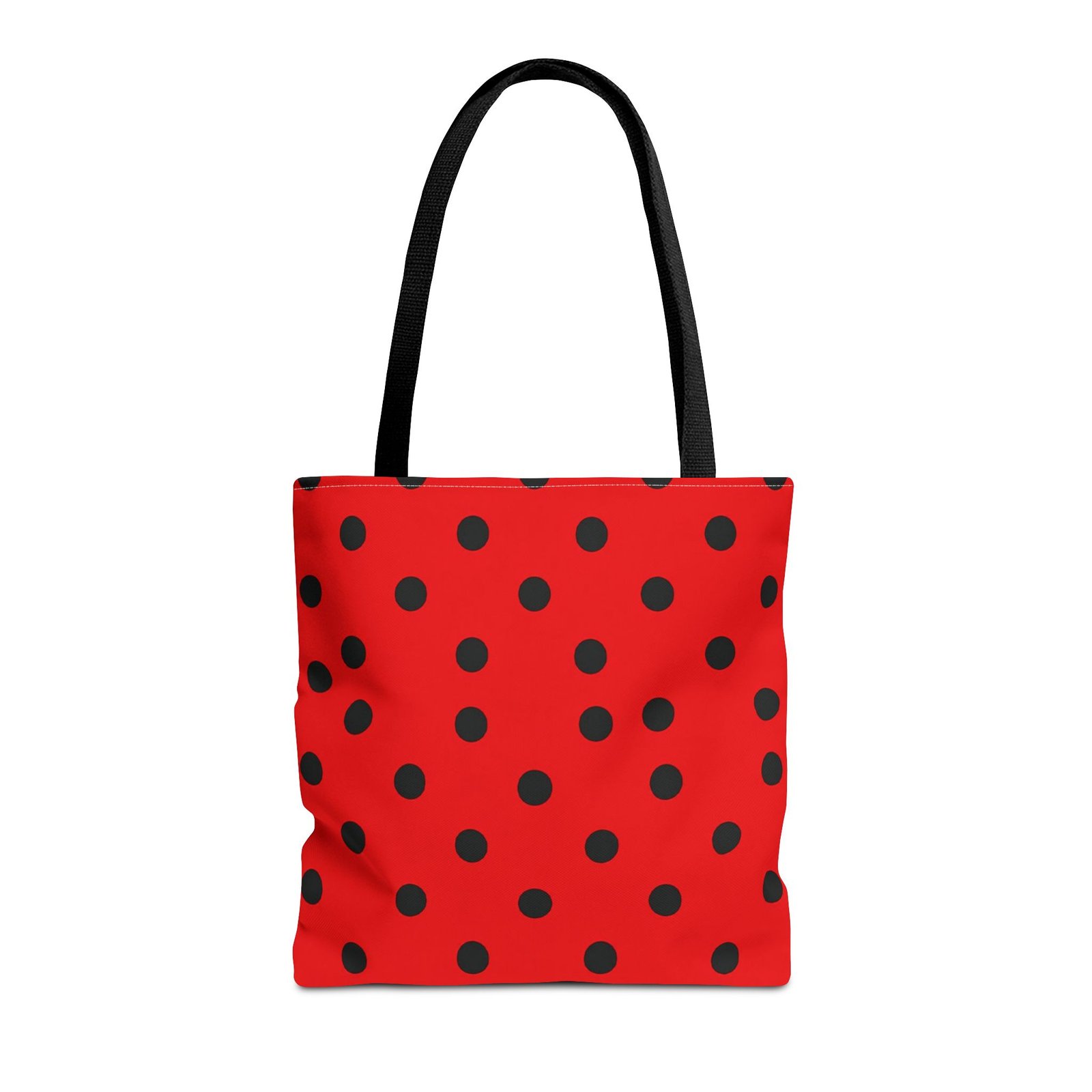 Black Polka Dot on Red Tote Bag - Image 2