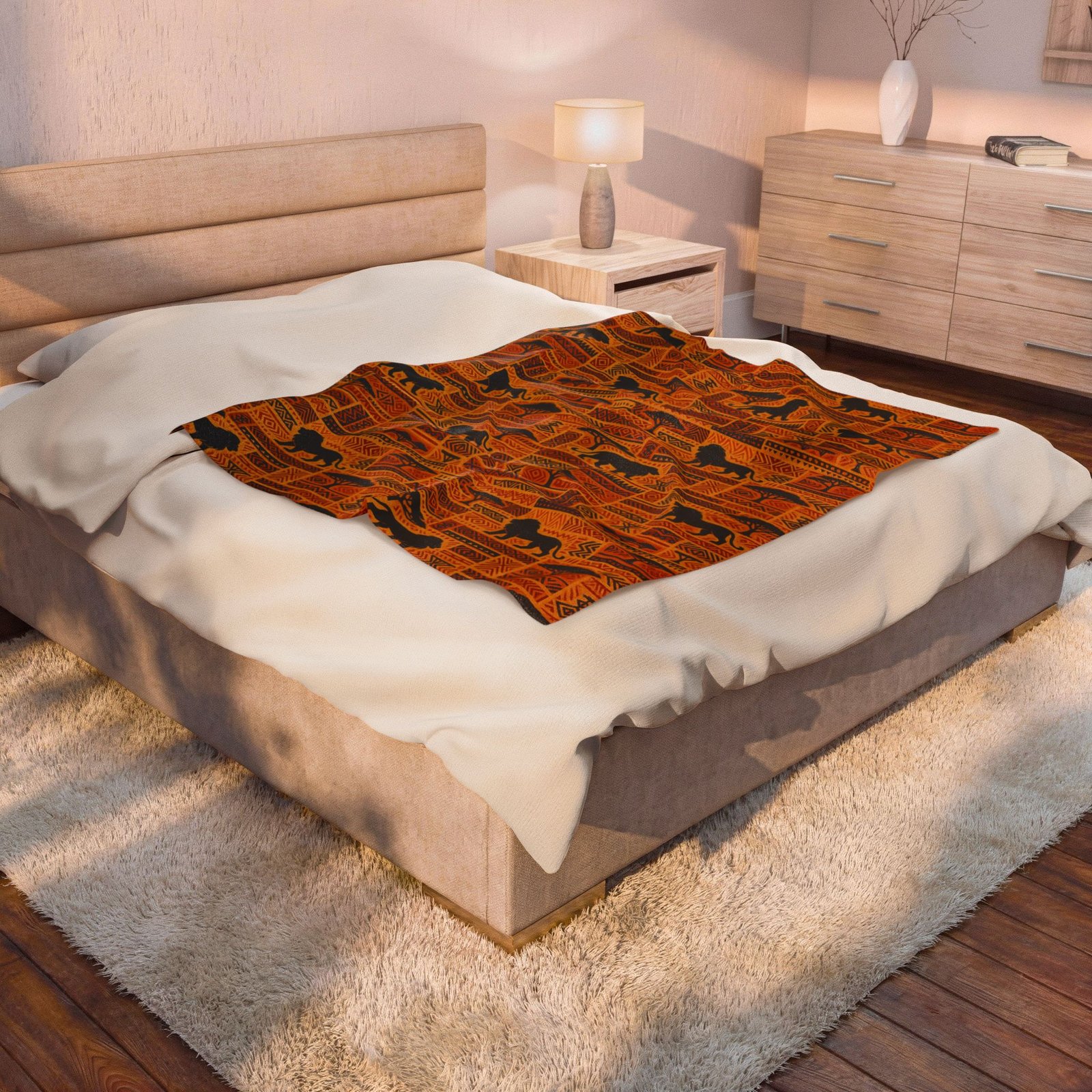 African Safari Lion Pattern Blanket | Velveteen Plush Throw - Image 9
