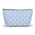 Light Blue Polka Dot Accessory Pouch w T-bottom | Makeup Bag
