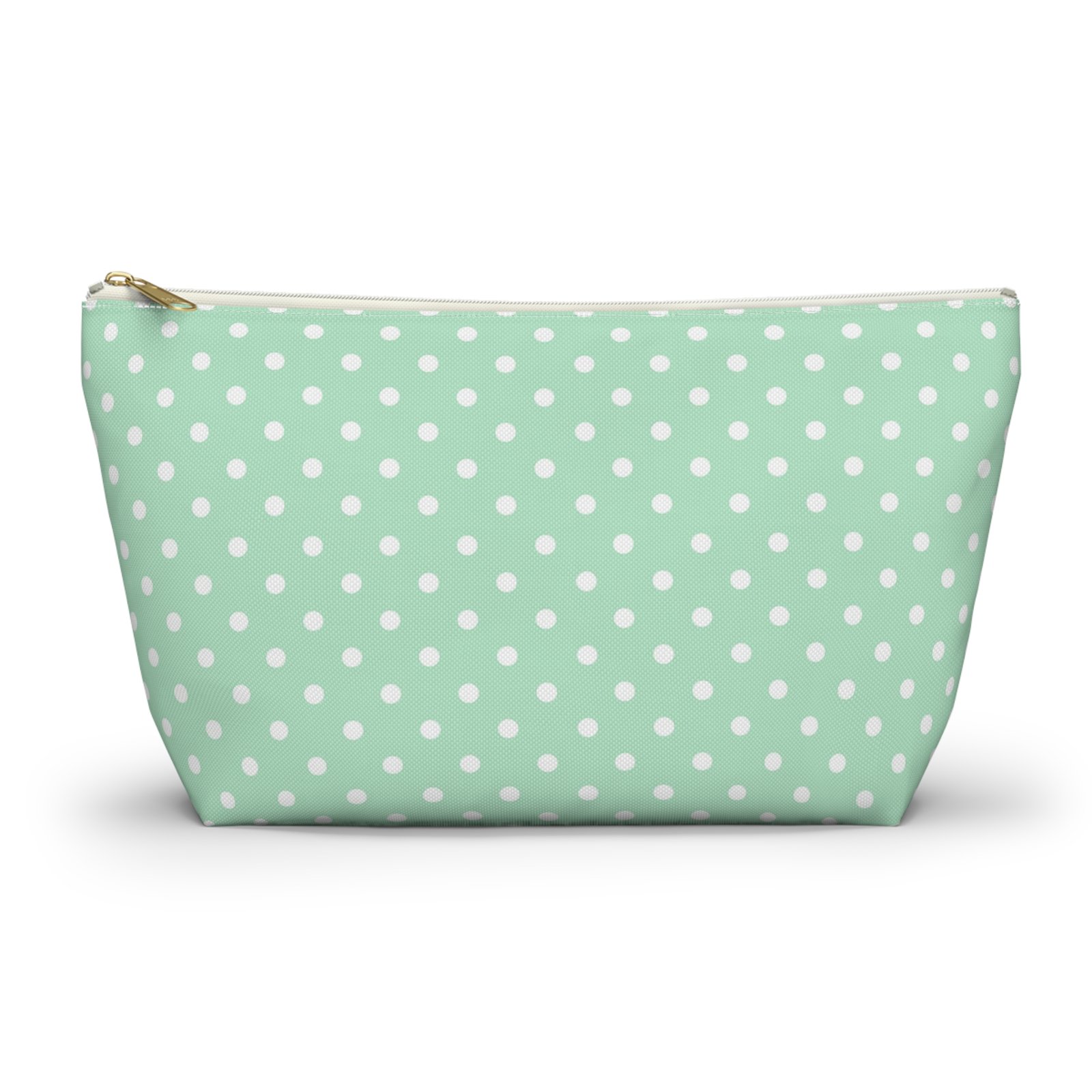 Mint Polka Dot Accessory Pouch | T-Bottom Makeup Bag - Image 7