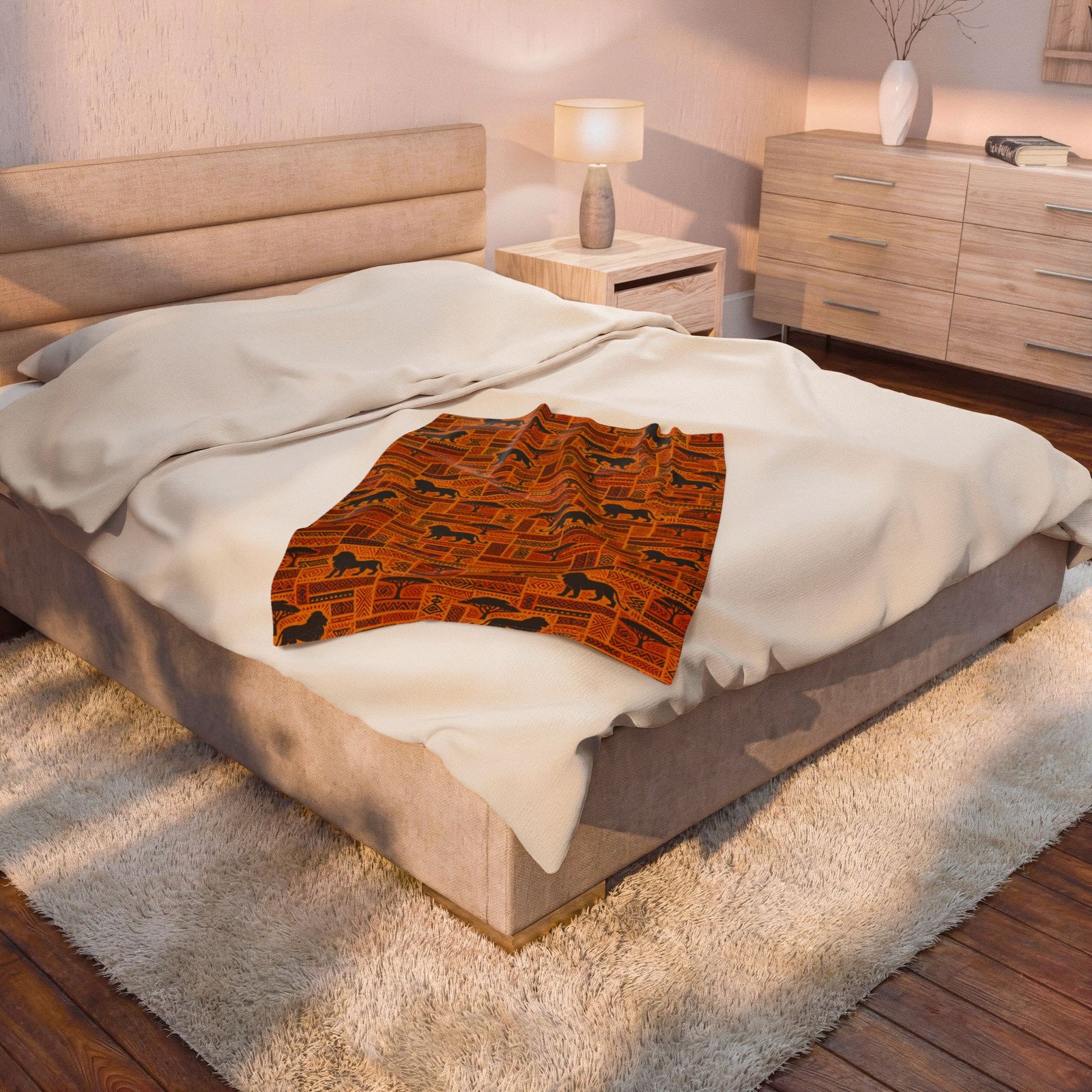 African Safari Lion Pattern Blanket | Velveteen Plush Throw - Image 14