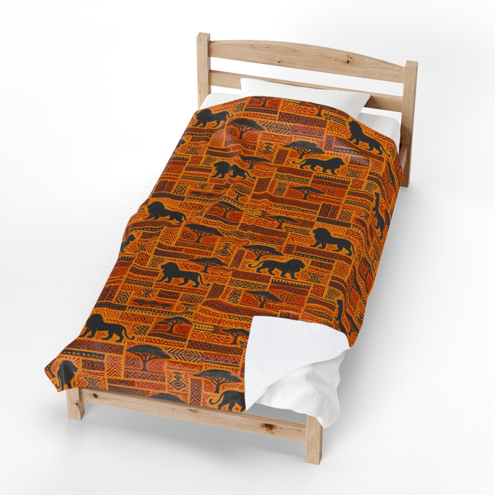 African Safari Lion Pattern Blanket | Velveteen Plush Throw - Image 5