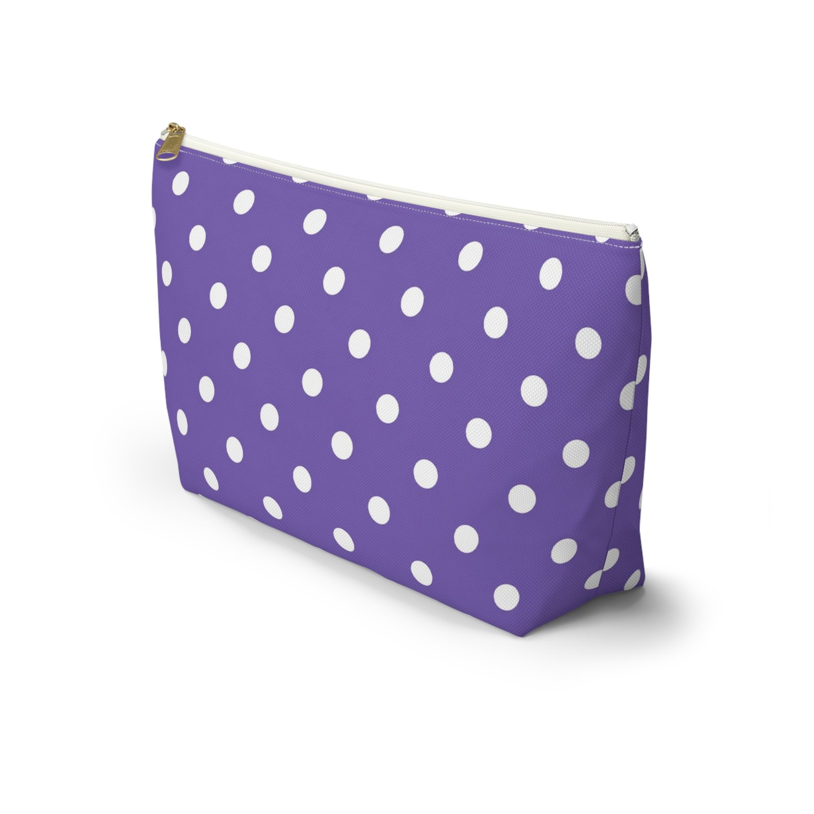 Purple with White Polka Dot Pattern Accessory Pouch - Image 9