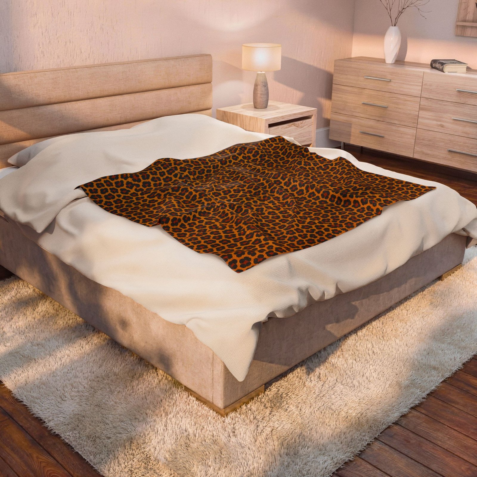 Leopard Print Velveteen Plush Blanket | Animal Print Cozy Throw - Image 4