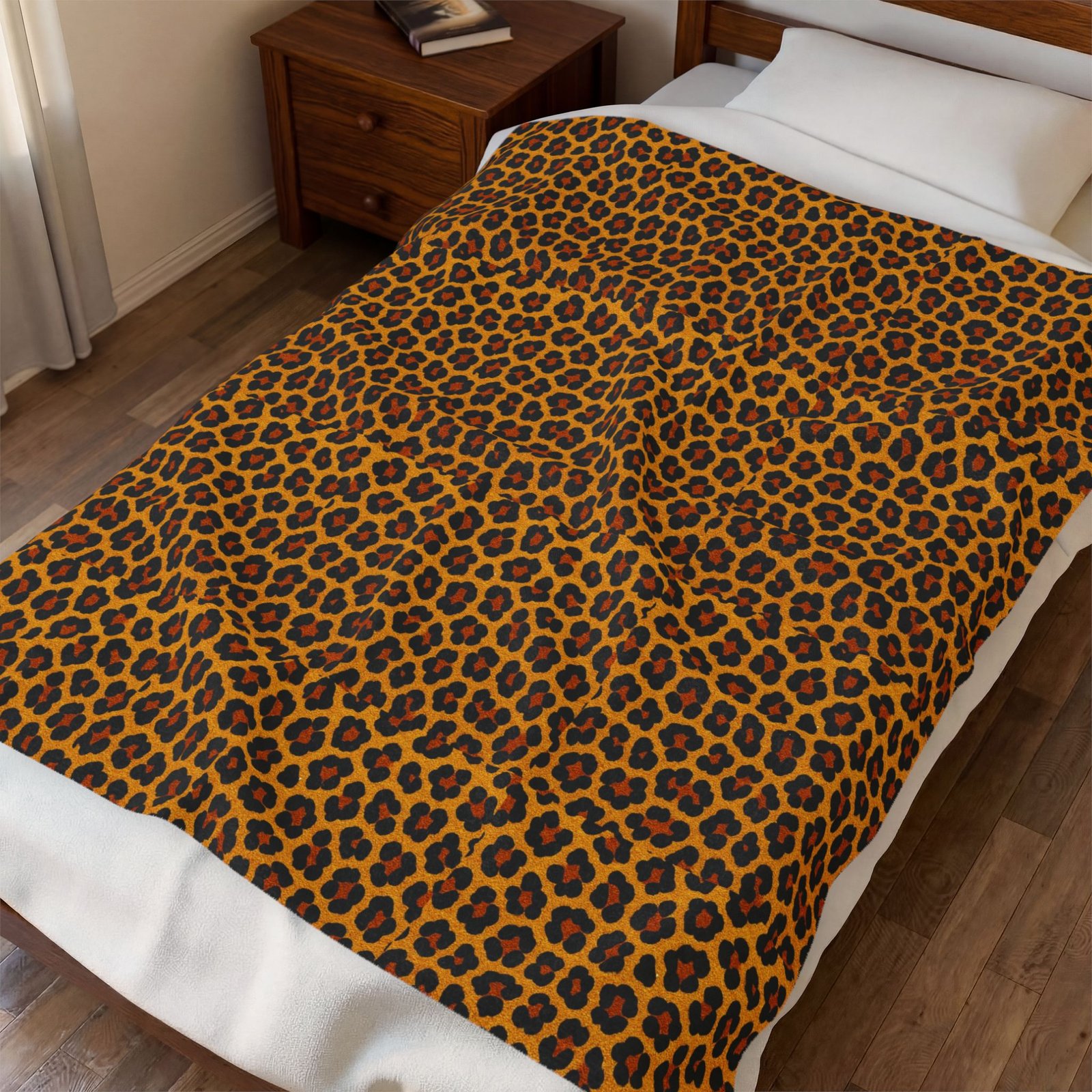 Leopard Print Velveteen Plush Blanket | Animal Print Cozy Throw - Image 3