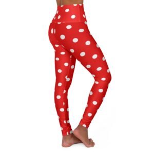 Red White Polka Dot High Waist Leggings | Yoga Leggings