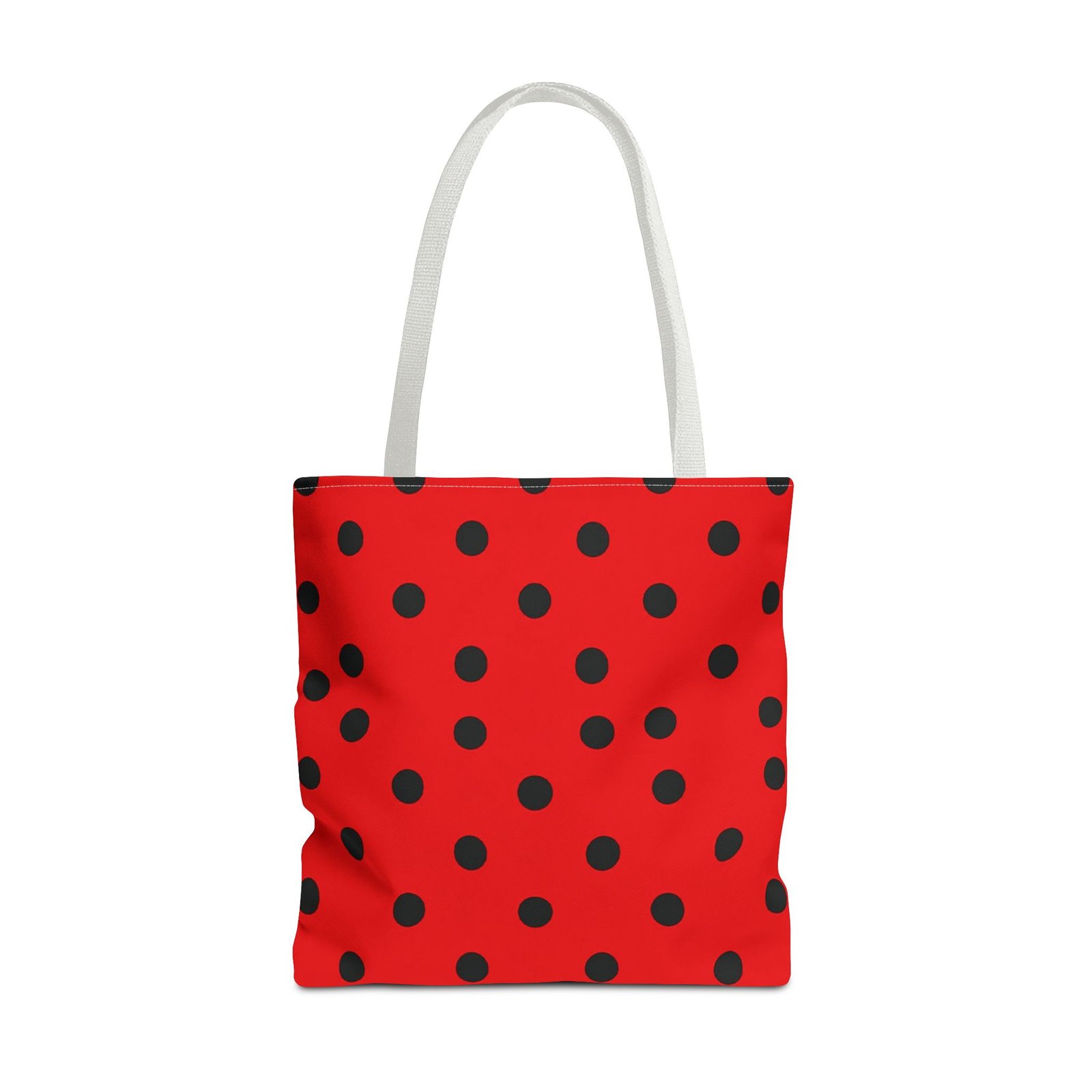 Black Polka Dot on Red Tote Bag - Image 17