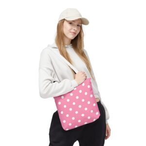 Pink With White Polka Dot Pink Tote Bag | All-Over Print