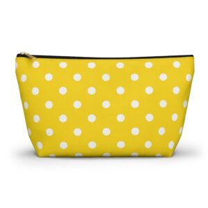 Yellow White Polka Dot Accessory Pouch | T-Bottom Cosmetic Bag