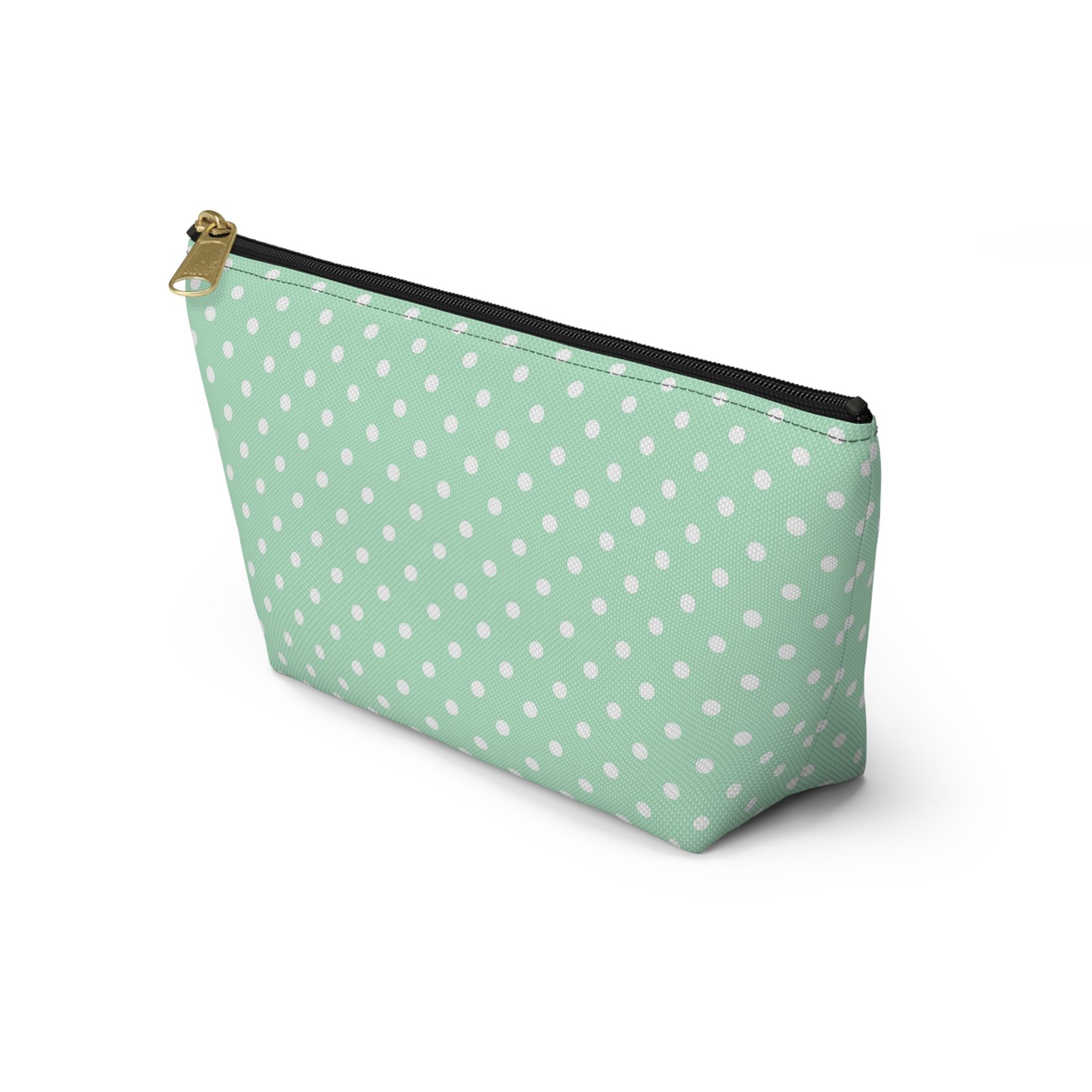 Mint Polka Dot Accessory Pouch | T-Bottom Makeup Bag - Image 15