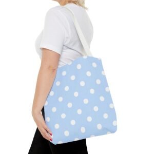 Light Blue with White Polka Dots on Baby Blue Tote