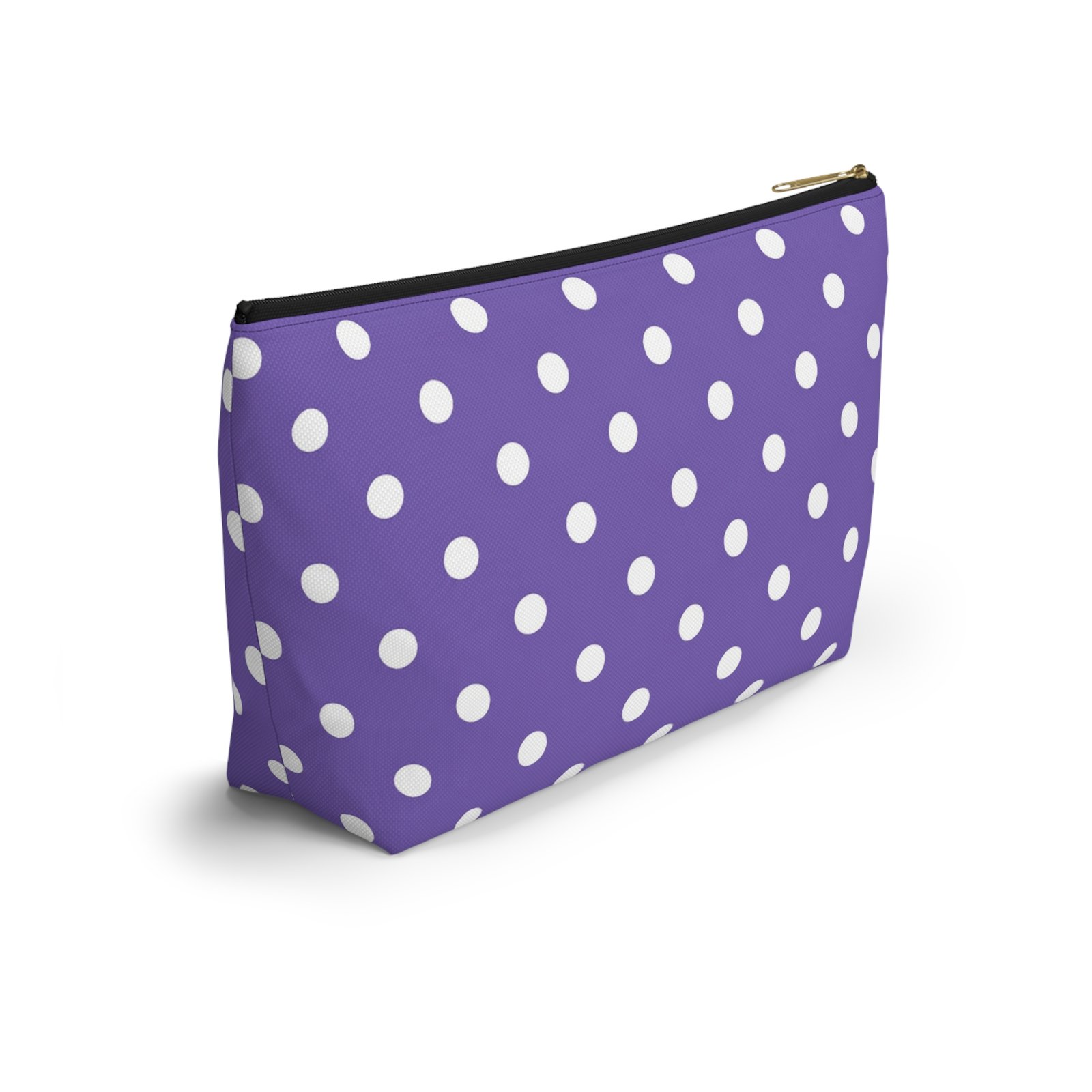 Purple with White Polka Dot Pattern Accessory Pouch - Image 4