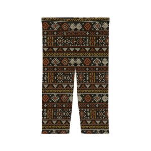 Southwestern Aztec Pattern Capri Leggings | Tribal Geometric Print