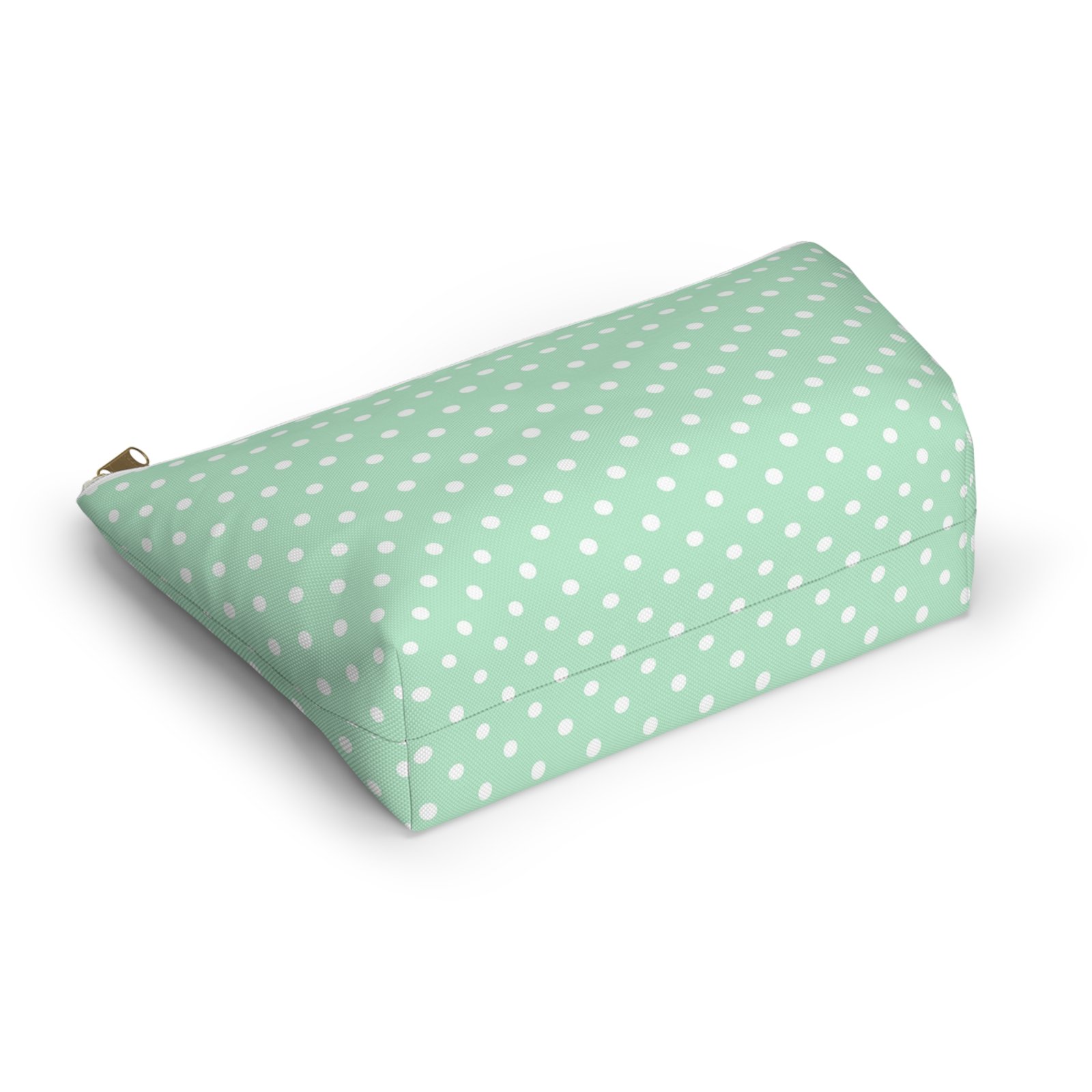 Mint Polka Dot Accessory Pouch | T-Bottom Makeup Bag - Image 11