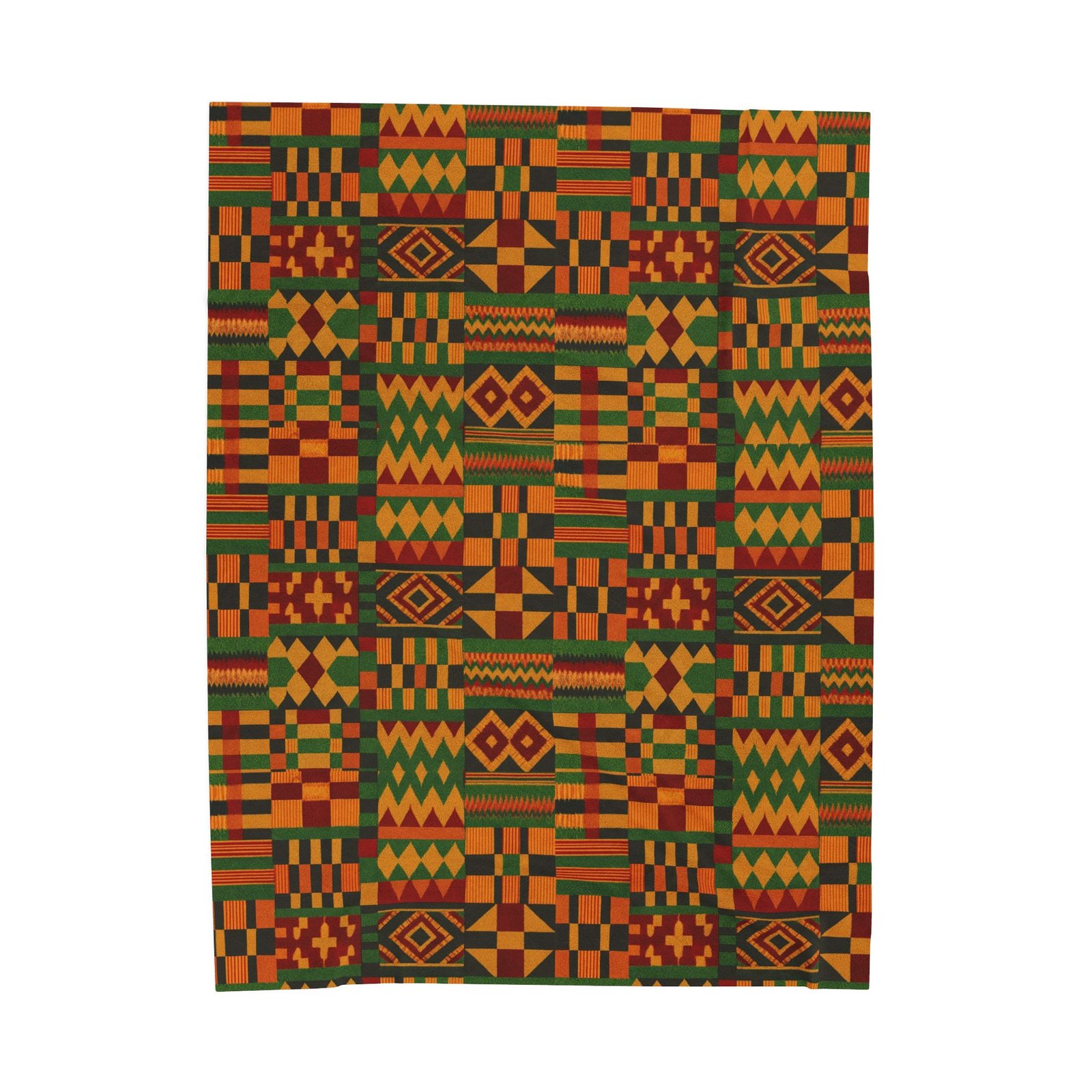 Kente Pattern Velveteen Plush Blanket | African Inspired Geometric Throw - Image 2