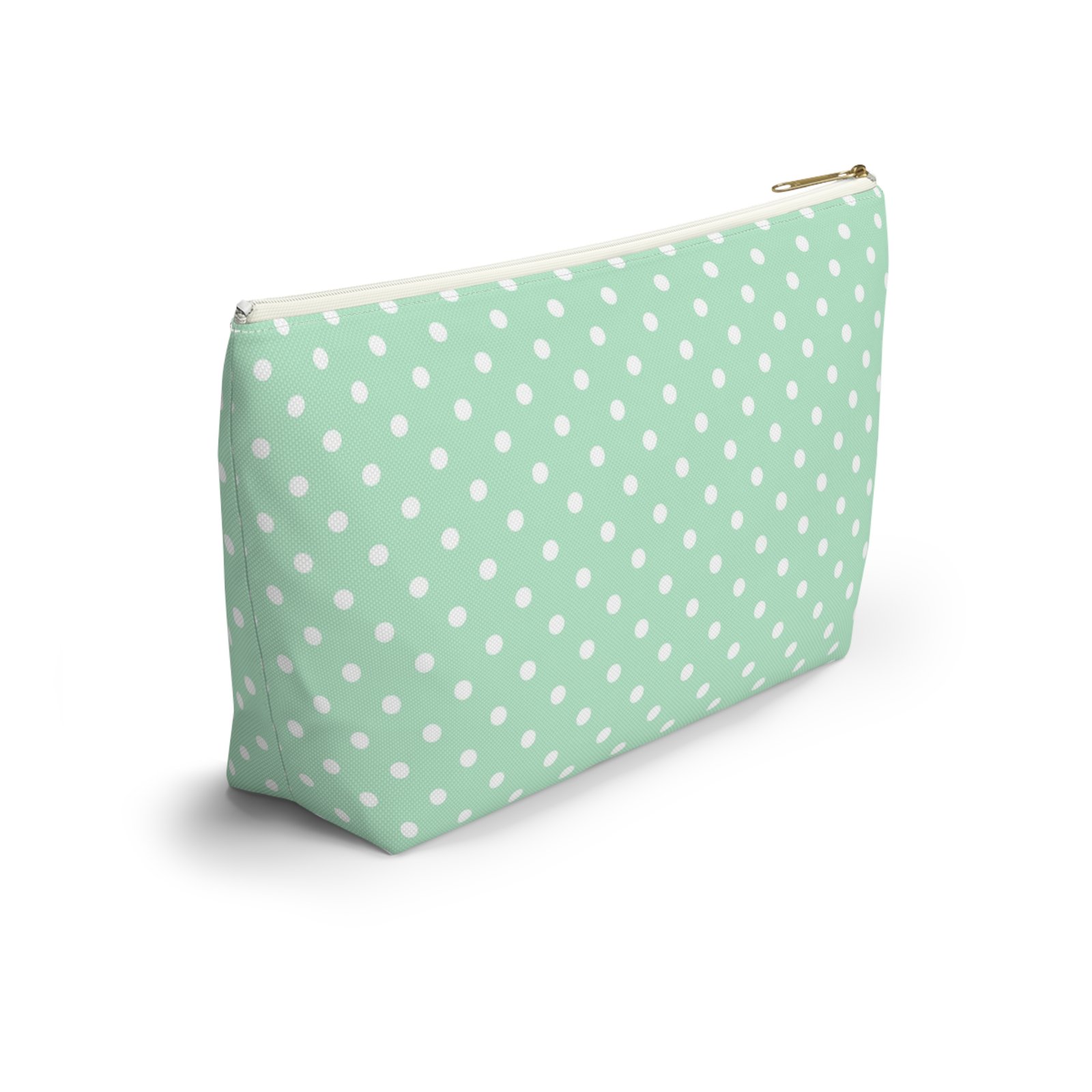 Mint Polka Dot Accessory Pouch | T-Bottom Makeup Bag - Image 10