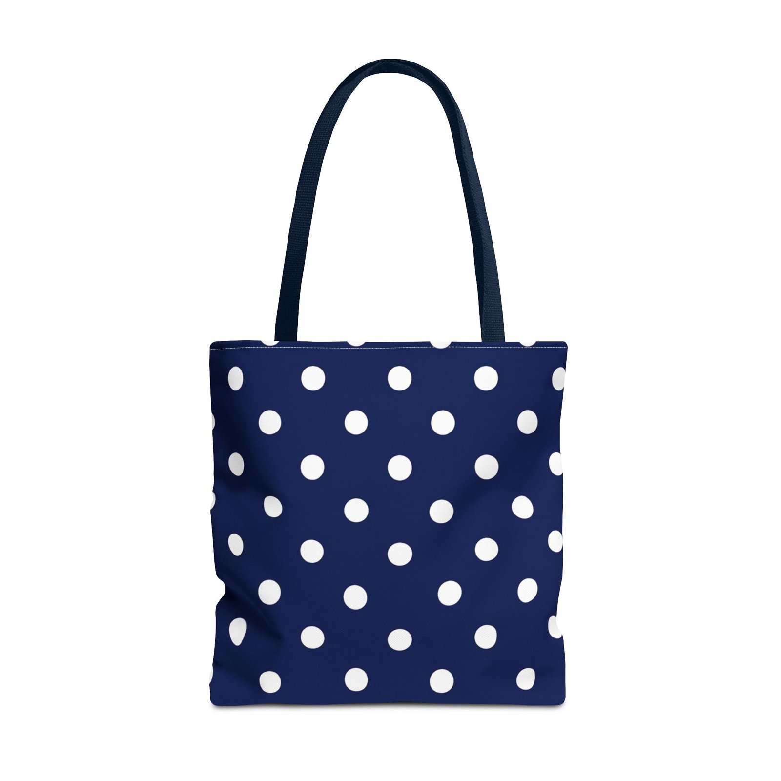 Navy Polka Dot Tote Bag | White Dots All Over Pattern - Image 17
