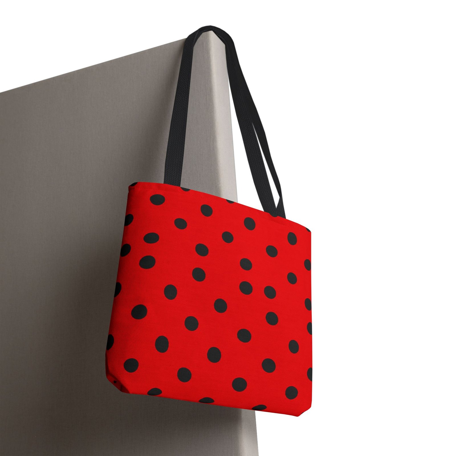 Black Polka Dot on Red Tote Bag - Image 12