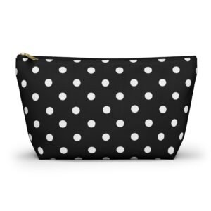 Black Polka Dot Accessory Pouch w T-bottom | Cosmetic Bag