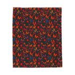 Autumn Butterflies Velveteen Plush Blanket | Fall Leaf Pattern, Cozy Throw Blanket, Fluttering Butterfly Bedding, Soft Autumn Lap Blanket,