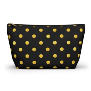 Gold Polka Dot Accessory Pouch | Black Cosmetic Bag