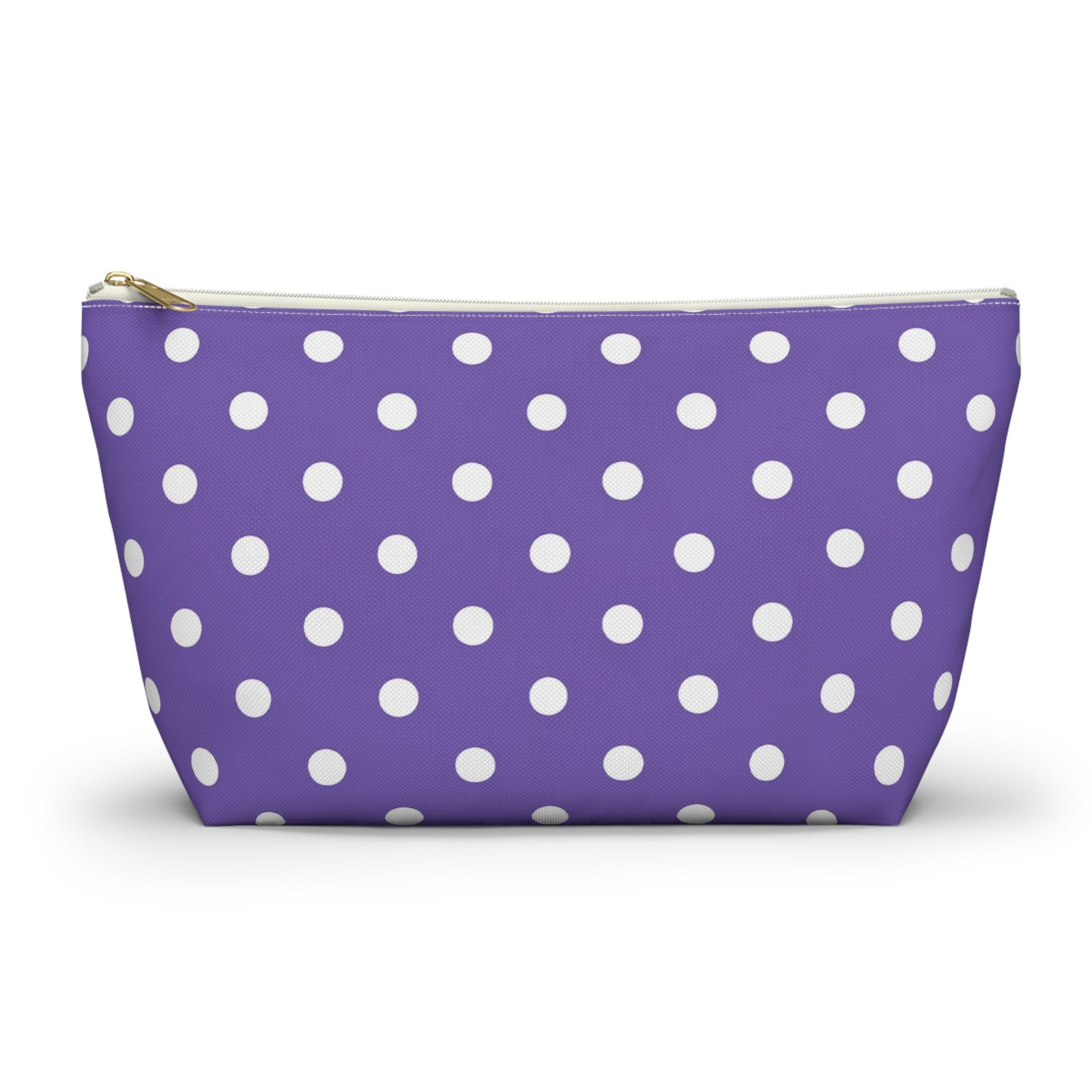 Purple with White Polka Dot Pattern Accessory Pouch - Image 7