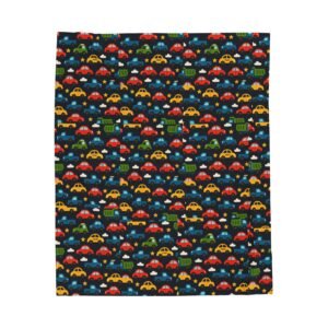 Colorful Cars Pattern Velveteen Plush Blanket | Kids Car Design, Cozy Throw