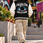 I'm Not the Problem I'm the Solution – Two-Tone Fleece Varsity Jacket