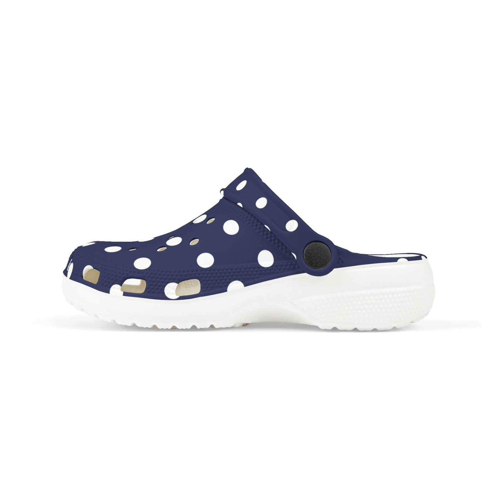 Kids Navy Polka Dot EVA Foam Clogs – Lightweight Slip-On Sandals for Toddlers & Children - Image 5