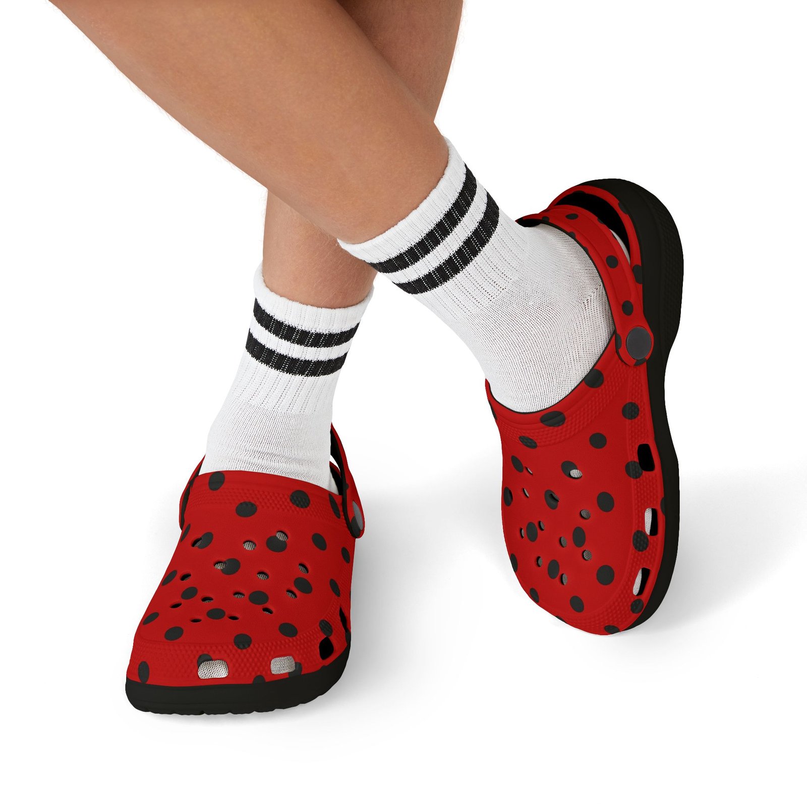 Kids Red & Black Polka Dot EVA Foam Clogs - Image 9