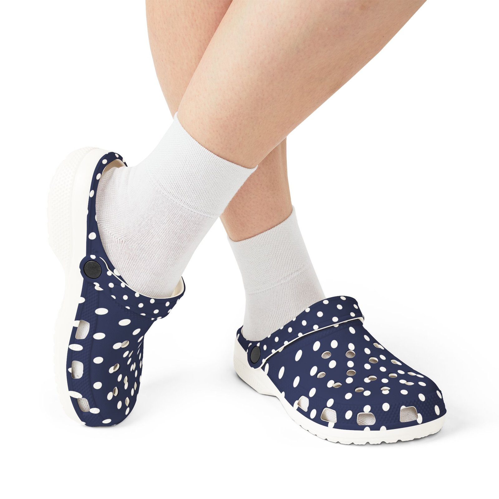 Navy & White Polka Dot EVA Foam Clogs - Image 9