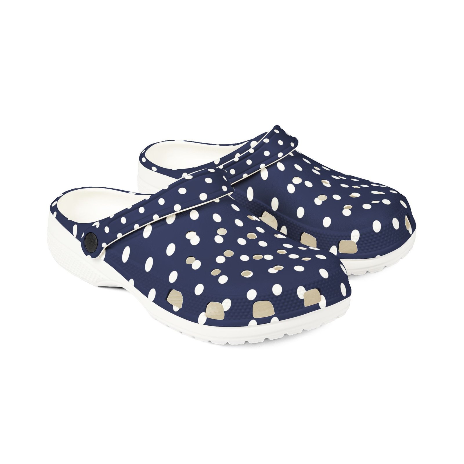 Navy & White Polka Dot EVA Foam Clogs - Image 3
