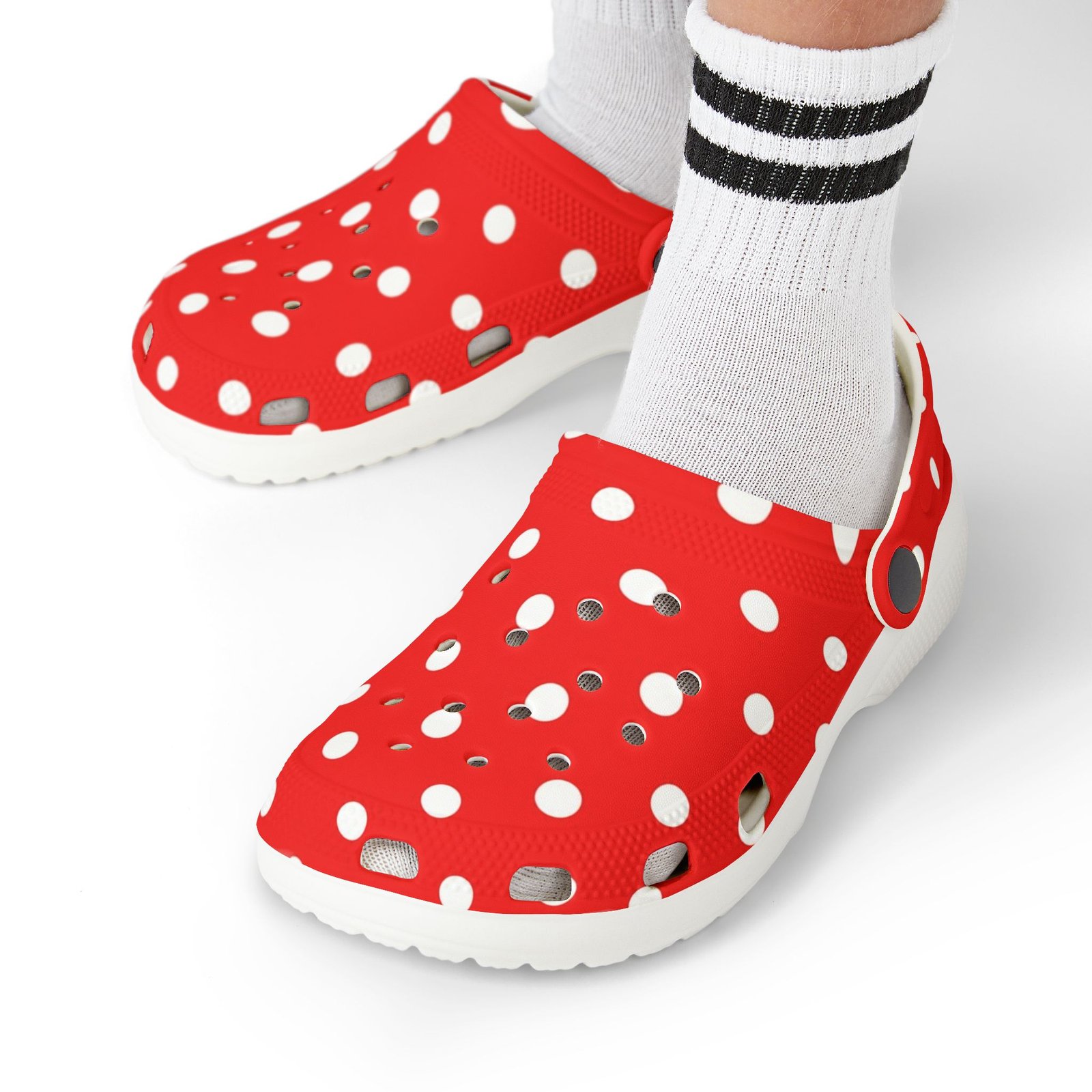 Kids Red & White Polka Dot EVA Foam Clogs - Image 8
