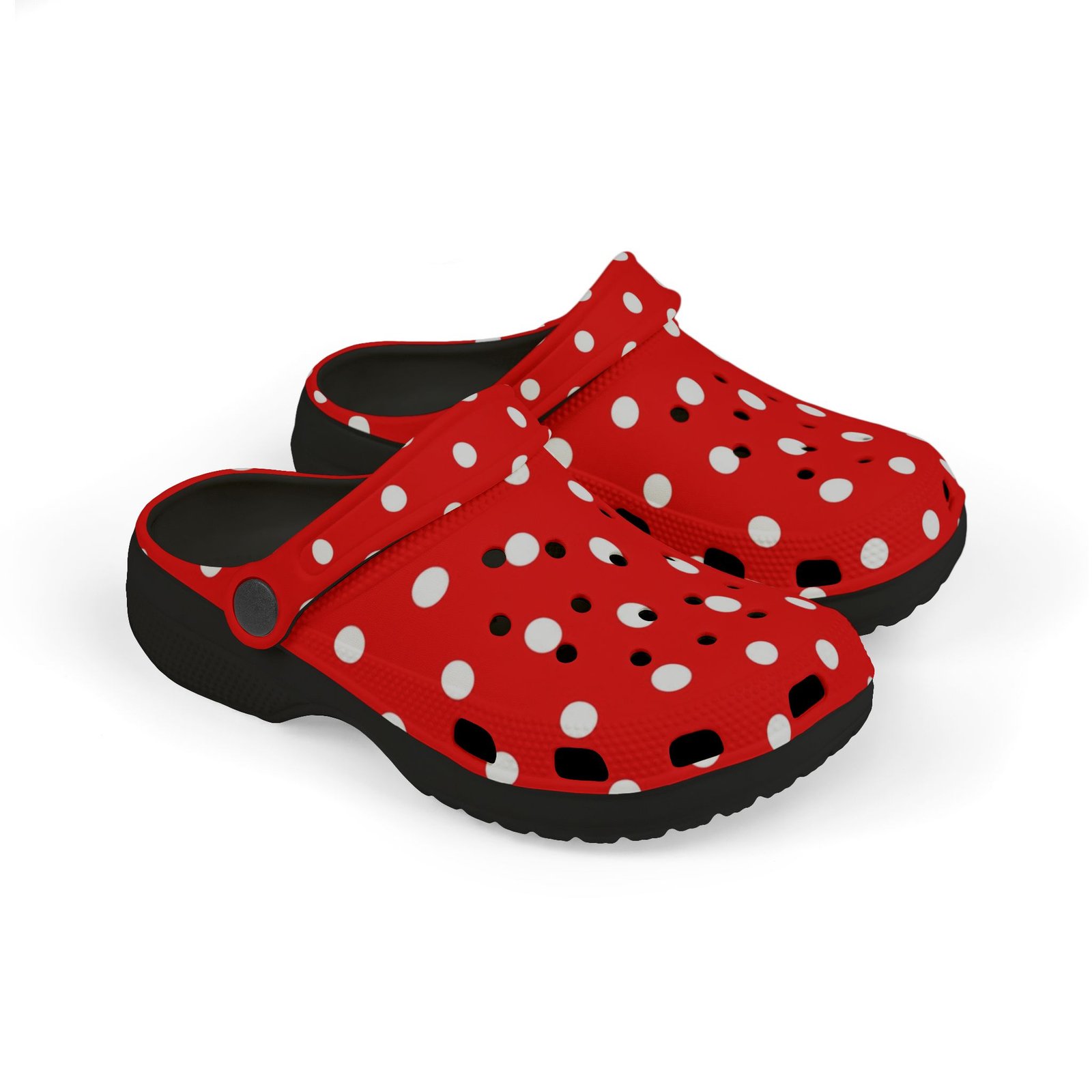 Kids Red & White Polka Dot EVA Foam Clogs - Image 11