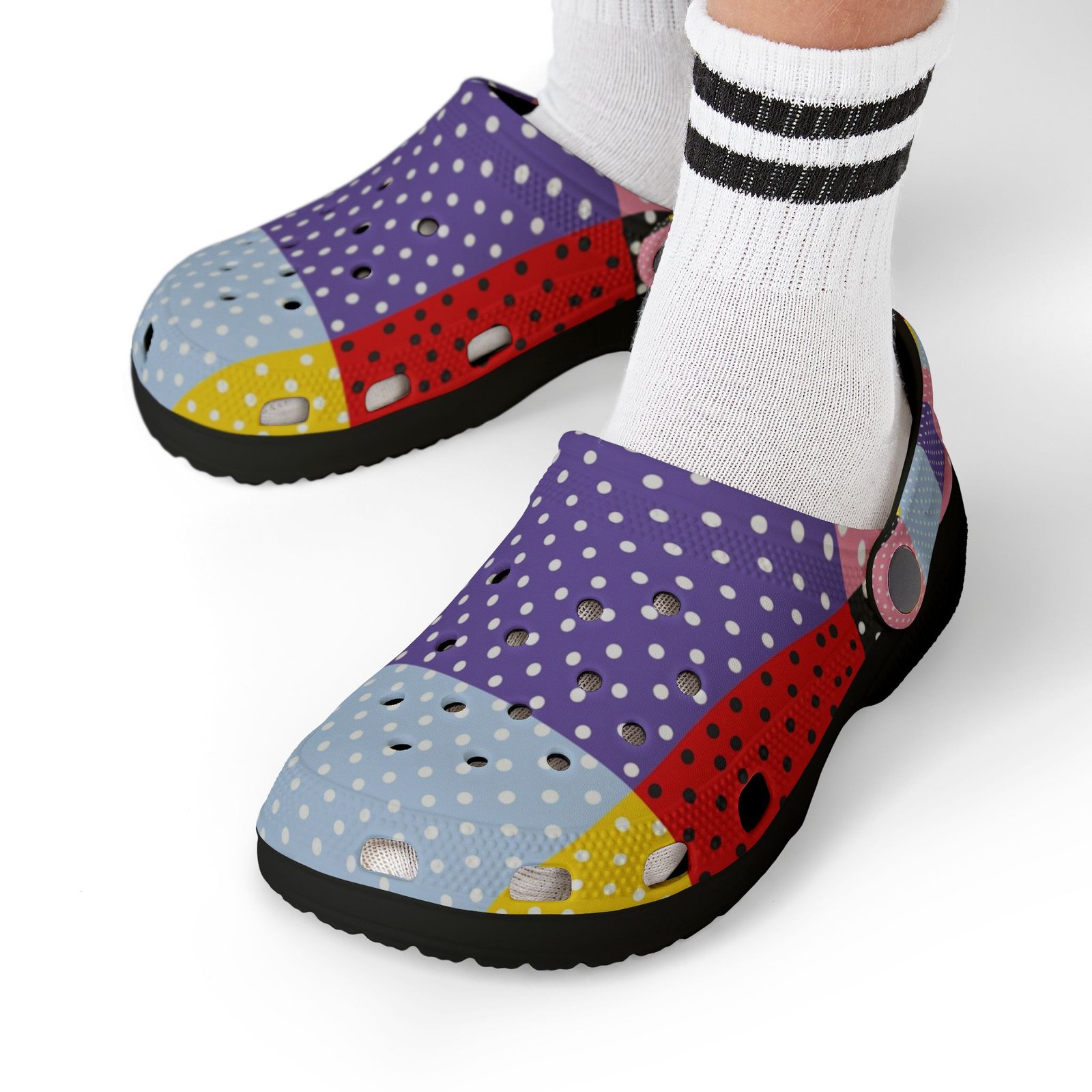 Kids Patchwork Polka Dot EVA Foam Clogs – Colorful Slip-On Sandals for Boys & Girls - Image 8